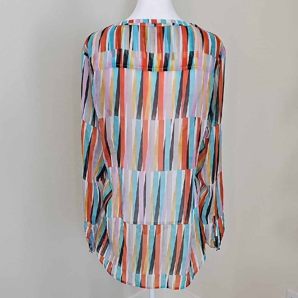 Ariat Sheer Long Sleeve Blouse Multicolor Women's Sz M - Picture 5 of 10